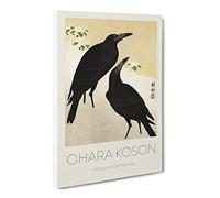 Crows In The Snow By Ohara Koson Canvas Print | Gallery Wrapped 30mm Frame Wall Art | 24x16 inches | Ready to Hang | Asian Landscape Picture | Living Room Bedroom Lounge Office
