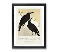 Crows In The Snow By Ohara Koson Exhibition Museum Asian Japanese Framed Print | A3 Black Framed Wall Art | Ready to Hang | Asian Animal Picture | Living Room Bedroom Lounge Office
