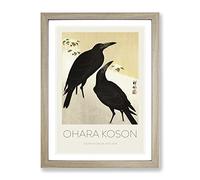 Crows In The Snow By Ohara Koson Exhibition Museum Asian Japanese Framed Print | A4 Oak Framed Wall Art | Ready to Hang | Asian Animal Picture | Living Room Bedroom Lounge Office