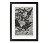Crows in The Snow by Theo Van Hoytema Framed Print | A2 Black Framed Wall Art | Ready to Hang | Modern Animal Picture | Living Room Bedroom Lounge Office