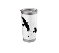 Crows or Ravens in Flight Minimalist Silhouette Stainless Steel Insulated Tumbler