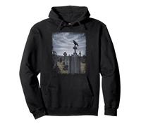 Crows Perch on Graves In The Cemetery, spooky design Pullover Hoodie