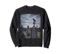 Crows Perch on Graves In The Cemetery, spooky design Sweatshirt
