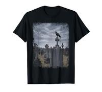 Crows Perch on Graves in The Cemetery, Spooky Design T-Shirt