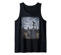 Crows Perch on Graves in The Cemetery, Spooky Design Tank Top