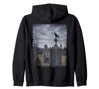Crows Perch on Graves In The Cemetery, spooky design Zip Hoodie