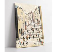 Crowther Street People Ls Lowry Style Canvas Wall Art Print Picture - 8 inch wide x 12 inch high (Frame Depth 30mm)