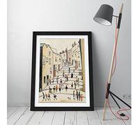 Crowther Street People Ls Lowry Style Framed Wall Art Picture Print - A2 - Black Frame