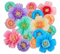 Crowye 24 Pcs Large Colorful Tissue Paper Flowers Decorations 20" Giant Fiesta Crepe Paper Flowers for Wall Decor Backdrop Mexican Wedding Birthday Baby Shower Carnival Party Craft (Colorful)