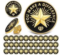 Crowye 72 Pcs Employee of The Month Lapel Pin Bulk Recognition Appreciation Gifts Employee Star Gold Plated Enamel Award for Employees Staff Team Volunteer Nurse Teacher