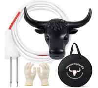 Crowye Plastic Roping Dummies Junior Steer Head Dummy Set, Roping Dummy, Include 11 Inch Steer Head with 16 Inch Storage Bag, 20-Foot Cotton Lasso Rope, Steel Rods, Gloves for Junior Roper Practice