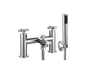 Crox 4401 Modern Bath Shower Mixer Tap Chrome Ceramic Cartridge, Brass, Diffuser Spout, Deck Mounted 2-Hole