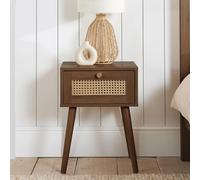 Croxley Bedside Table - 1 Drawer - Walnut and Rattan