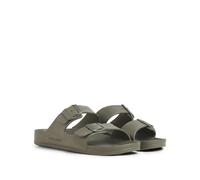 JACK & JONES Mens Sandal Double Buckle Adjustable Strap Open Toe Slides for Men - Summer, Beach, Hiking, walking, Khaki Colour, Size- 7 UK