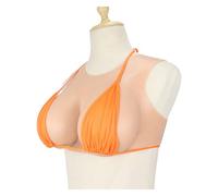 CROXZZNB Round Collar Silicone Breastplate Fake Breast Forms B-E Cup Fake Boobs for Crossdressers Transgender Drag Queen,Color 1,C Silicone