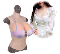 CROXZZNB Silicone Breastplate Half Body C/D/E/G cup Fake Boobs Tits, False Breasts Forms with Cotton Filler for Crossdresser,Color 1,G cup