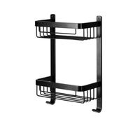 Croydex 2 Tier Black Aluminium Small 2 Compartments Shower Basket (W)25.55Cm