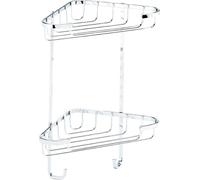 Croydex 2 Tier Corner Shower Caddy Rust Free Basket Bathroom Storage With Hooks