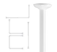 Croydex 4 Way Fit Modular White Shower Rail with Circular Profile | L-Shaped, U Shape or Straight | Durable Aluminium | Telescopic Design | Straight Length Up to 1735mm | Fixings Included