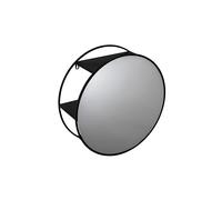 Croydex 500mm Matt Black Circular Wall Mounted Steel Mirror with Shelving Safety Backed Round Mirror, Bathroom Mirror with Shelf, Bathroom Mirrors Wall Mounted, No Assembly Required