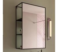 Croydex 60 x 40cm Rectangular Mirror with Black Frame and Hidden Shelves