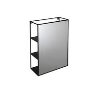 Croydex Matt Black Mirror Effect Steel Rectangular Wall-Mounted Bathroom Shelving (D)17.9Cm (H)60Cm (L)40Cm