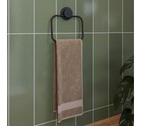 Croydex Adhesive Towel Ring, Stick 'n' Lock, Bathroom Towel Holder Matte Black