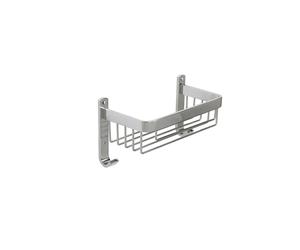 Croydex Aluminium Large Basket - Bathroom Storage Solution, Wall-Mounted Shower Caddy with Hooks, Chrome Bathroom Accessory, Rust-Free, Includes Wall