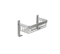 Croydex Aluminium Large Shower Caddy - Bathroom Storage Solution, Wall-Mounted Basket with Hooks, Chrome Bathroom Accessory, Rust-Free, Includes Wall Plugs & Screws, 5kg Load