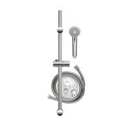 Croydex Amalfi Complete Chrome Shower Kit | Shower Head | 66.5cm Vari-fit Riser Rail | 1.5m Shower Hose | Adjustable Slider | Rub Clean Nozzles