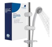 Croydex Amalfi Complete White Shower Kit | Shower Head | 66.5cm Vari-fit Riser Rail | 1.5m Shower Hose | Adjustable Slider | Rub Clean Nozzles