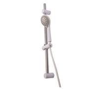 Croydex Amalfi Shower Set with Shower Head with 5 Functions, Easy Clean Nozzles, 1.5m Shower Hose & Adjustable Shower Head Holder, 665mm Riser Rail, Universal Fit for All Shower Types, White