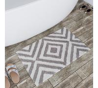 Croydex Tribal Stone Bath Rug, Slip-Resistant Backing, 100% Cotton