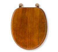 Croydex Antique Solid Pine Toilet Seat - Ergonomically Shaped for Comfort, Adjustable Hinges 110-200mm, Brass Fixings, All Fittings Included, 48x38x7cm, Easy to Install Wooden Toilet Seat