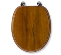 Croydex Antique Solid Pine Toilet Seat - Ergonomically Shaped for Comfort, Adjustable Hinges 110-200mm, Chrome Plated Fixings, All Fittings Included,