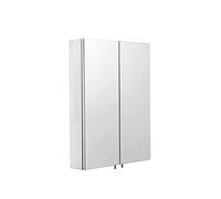 Croydex Anton Stainless Steel Bathroom Mirror Cabinet - Medium Double Door Bathroom Sink Cabinet with Two Adjustable Shelves and Fully Assembled (67x50cm)