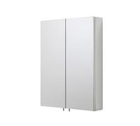 Croydex Anton Stainless Steel Bathroom Mirror Cabinet - Medium Double Door Bathroom Sink Cabinet with Two Adjustable Shelves and Fully Assembled (67x50cm)