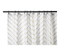 Croydex Art Deco Herringbone Textile Shower Curtain - White/Gold