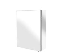 Croydex Avon Single Door Bathroom Mirror Cabinet, Stainless Steel Bathroom Wall Cabinet, Chrome Pin Handles for No Finger Marks, Fully Assembled with All Fittings Included, 12x30x40cm