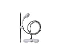 Croydex Bar Mixer Shower Set with 1500mm Flexi-Tube Hose, One Function Shower Head, Riser Rail, Easy Installation & White