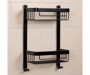 Croydex Bathroom Aluminium Matt Black Double Tier Shower Caddy Easy Clean Wire