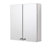 Croydex Carra Mirrored Door Double Cabinet, Stainless Steel, Silver, 50x45cm
