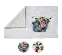 Croydex Art by Steven Brown Angus McCoo Bath Rug (80 x 50cm) | Machine Washable | Non Slip Backing | 100% Cotton | Colourful Highland Cow Design | Unique Gifts