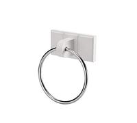 Croydex Bathroom Towel Ring with Pine Wood Wall Bracket | Wooden Bathroom Accessories | White Painted Tongue and Groove Finish