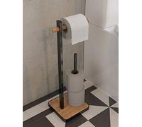 Croydex Black/Bamboo Freestanding Toilet Paper Holder Black