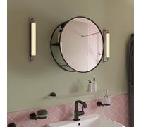 Croydex Black Metal Round Wall Mirror With Shelf - 50cm