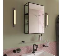 Croydex Black Metal Wall Mirror With Shelf - 60x40cm