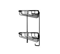 Croydex Slimline Corner Shower Caddy - Matt Black Bathroom Accessories Durable Steel Bathroom Shelves for Modern Bathrooms, 2-Tier Shower Corner Shelves with Hooks, 5kg Load Capacity