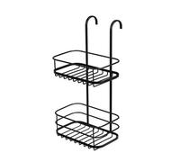 Croydex Black Hook Over Shower Organiser with 2 Shelves, Shower Caddy Bathroom Storage Holder, Contemporary Bathroom Accessory, Durable Powder Coated Mild Steel, Rust Free Guarantee
