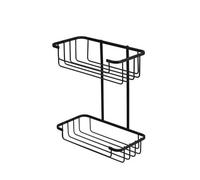 Croydex Two Tier Matte Black Shower Caddy - Durable Rust-Free Bathroom Storage Basket, Chrome Plated Steel, Includes Fixings and Rust Free Guarantee, Max Load 5kg